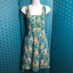 Voodoo Vixen Teal Paisley Fit & Flare Midi Dress